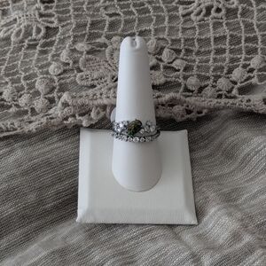 Elegant Black Fire Opal On Hematite Women's Ring Set